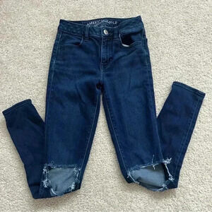 American Eagle Hi Rise Jeggings Pants Blue Women’s Size 0 Regular AEO Denim